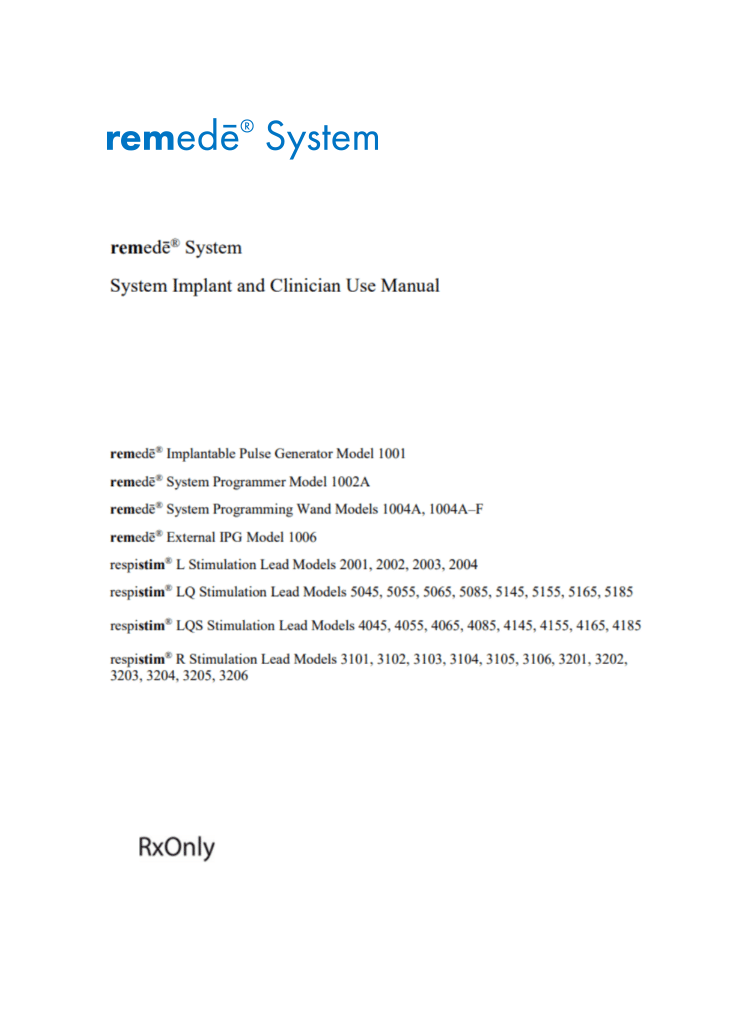 remede System system implant and clinician use manual in german - Ärtzenhandbuch
